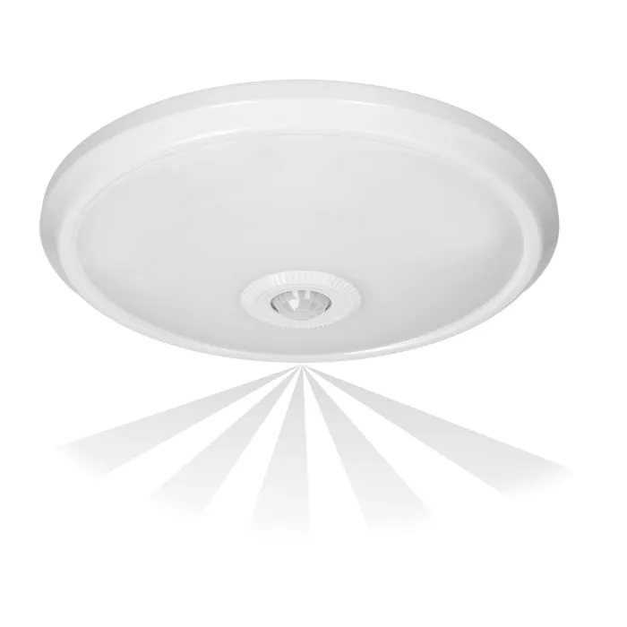 140756 - ZONDA LED 12W, ceiling light, white with motion sensor,  800lm, IP20, 4000K, milky PC