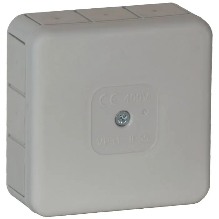 141266 - Surface-mounted junction box PRO IP55 400V 12 rubber cable entries 85x85x37mm grey, 60 pcs.