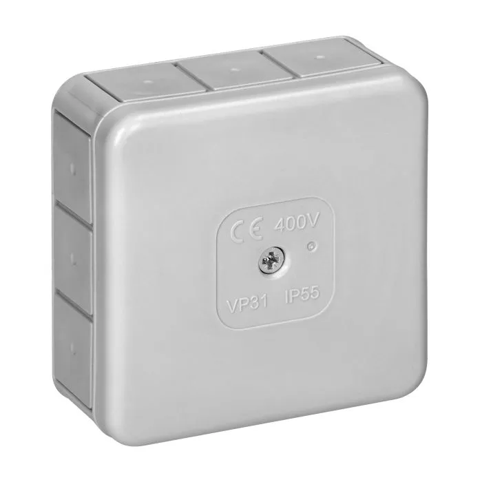 141265 - Surface-mounted junction box PRO IP55 400V 12 rubber cable entries 85x85x37mm grey