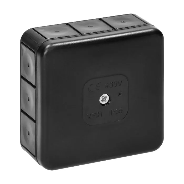 141263 - Surface-mounted junction box PRO IP55 400V 12 rubber cable entries 85x85x37mm black