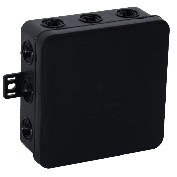 149707 - Surfacemounted junction box CLICK IP54 12 cable entries 100x100x41mm black, 32 pcs.