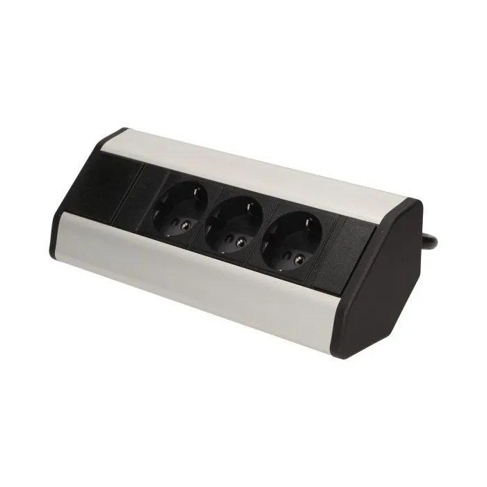 141189 - Set of furniture sockets with 1.8m cable, 3x2P+E (Schuko), no central switch