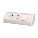 141188 - Furniture socket with switch, silver-white, Schuko A set of three network sockets with grounding and current circuit's diaphragms with a switch, ideal for mounting in cabinets, display cases and display cabinets.