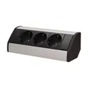 141183 - Furniture socket, silver-black, Schuko A set of three network sockets with grounding and current circuit's diaphragms, ideal for mounting in cabinets, display cases and display cabinets.