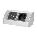 141182 - Under-cabinet electrical socket with USB charger, Schuko 1x230V; 2xUSB, 230V/16A, USB: 5V DC/2A