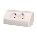 141181 - Furniture socket, silver-white, Schuko A set of two network sockets with grounding and current circuit's diaphragms, ideal for mounting in cabinets, display cases and display cabinets.
