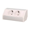 141181 - Furniture socket, silver-white, Schuko A set of two network sockets with grounding and current circuit's diaphragms, ideal for mounting in cabinets, display cases and display cabinets.