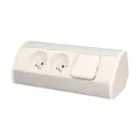 146566 - Furniture socket with switch, silverwhite A set of three network sockets with grounding and current circuit's diaphragms with a switch, ideal for mounting in cabinets, display cases and display cabinets.