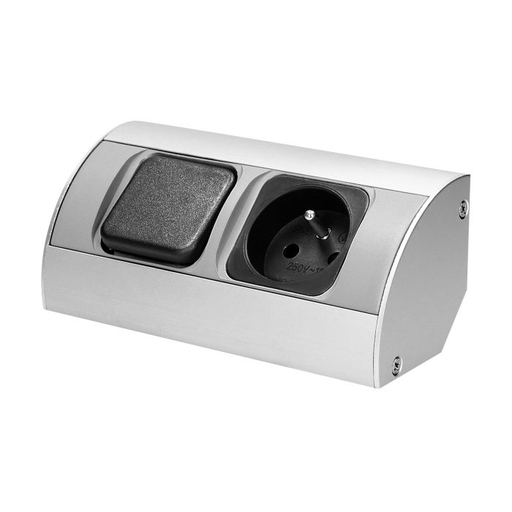 [ORNOR-AE-1302] 141169 - Under-cabinet electrical socket with switch 1x230V; for use in furniture, glass-cases; easy to assembly