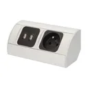 146557 - Undercabinet electrical socket with USB charger 1x230V; 2xUSB, 230V/16A, USB: 5V DC/2A