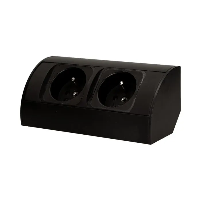 146553 - Undercabinet electrical socket, black 2x230V; for use in furniture, glasscases; easy to assembly; black