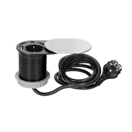 [ORNOR-AE-13124(GS)] 141157 - Flush-fitting furniture socket with sliding cover, USB charger and 1.9m cable, Schuko 2P+E, USB, cable: 1,9m
