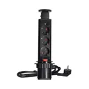 141144 - Pop up Ø6cm desk socket, black with 1.8m cable and locking system, 3x2P+E (Schuko)