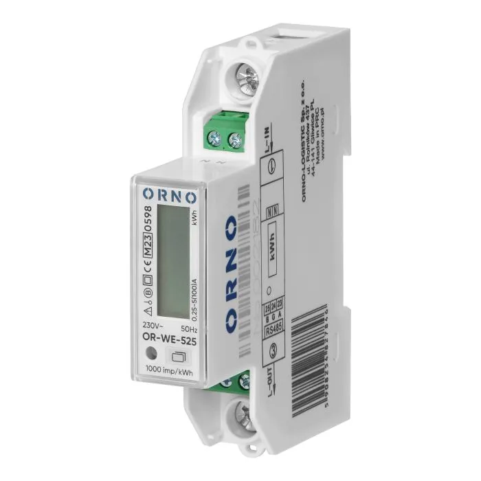149008 - 1phase electricity meter, bidirectional, 100A, RS485 port, MID, 1 module, DIN TH35mm, PVready