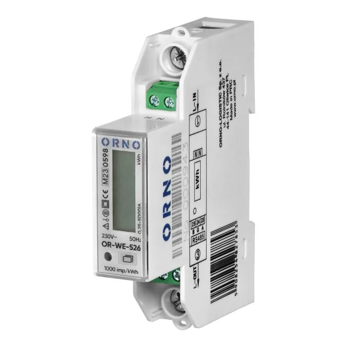 149009 - 1phase electricity meter, bidirectional, multitariff, 100A, RS485 port, MID, 1 module, DIN TH35mm, PVready