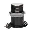 141127 - Flush-fitting furniture socket with USB charger and 1.5m cable, INOX power supply: 230V AC, number of sockets: 3x16A/230V AC, output USB charger: 5V DC/1050mAx2, max. load: 3680W