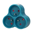 149214 - Triple socket outlet, turquoise Threesocket splitter with grounding, suitable for any interior where additional sockets are required.
