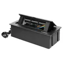 146533 - Recessed furniture connection panel NOEN for module sockets, black composed of an empty aluminium case and an integrated PVC frame; can house 3 NOEN socket or port modules, 45x45mm each