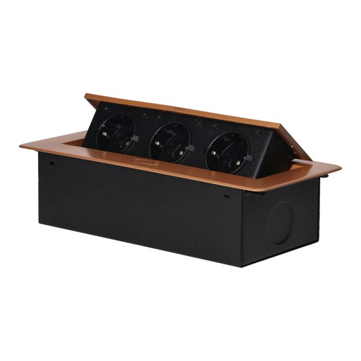 [ORNOR-AE-1336(GS)/C] 141085 - Recessed furniture sockets, gold in housing with flat edge, 3x2P+E (Schuko), no cable included