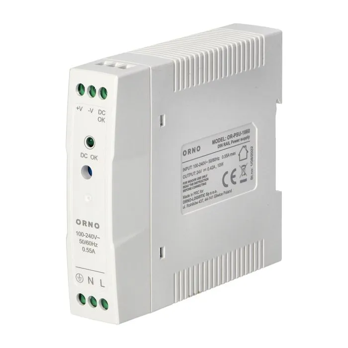 140828 - Industrial power supply for a DIN rail, 24VDC, 0.42A, 10W, plastic housing