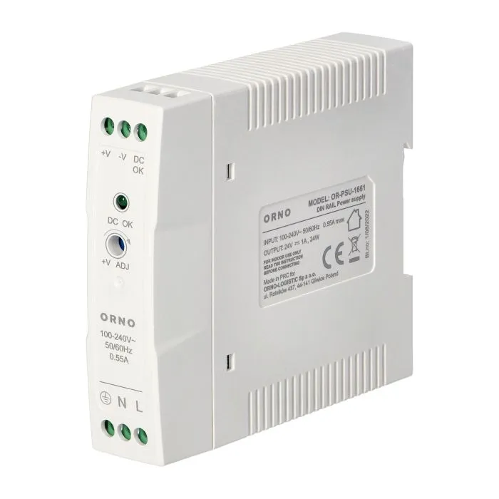 140829 - Industrial power supply for a DIN rail, 24VDC, 1A, 20W, plastic housing