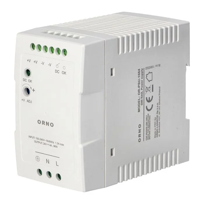 140832 - Industrial power supply for a DIN rail, 24VDC, 4A, 96W, plastic housing