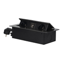 141070 - Recessed furniture socket with two USB chargers and 1.5m long cable, graphite 230V AC/ 50 Hz; 2 x 2P+E; 3600W; USB output: 5V DC/2,1A; available colors: graphite