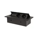 141057 - Recessed furniture socket 2x2P+E with three USB ports (wihout USB-charger), black power supply: 230V AC / 56-60Hz; maximum load: 3600W; protection rating: IP20; colour: black