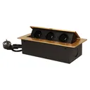 141054 - Recessed furniture socket 3x2P+E with 1.5m cable, gold power supply: 230V AC / 56-60Hz; maximum load: 3600W; protection rating: IP20; colour: gold