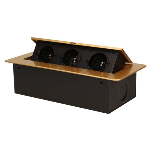 [ORNOR-AE-1336/C] 141047 - Recessed furniture socket 3x2P+E, gold power supply: 230V AC / 56-60Hz; maximum load: 3600W; protection rating: IP20;