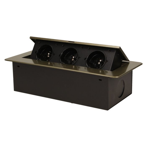 [ORNOR-AE-1336/BR] 141048 - Recessed furniture socket 3x2P+E, brass power supply: 230V AC / 56-60Hz; maximum load: 3600W; protection rating: IP20;