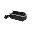 141050 - Recessed furniture socket 3x2P+E with 1.5m cable, silver power supply: 230V AC / 56-60Hz; maximum load: 3600W; protection rating: IP20; colour: silver