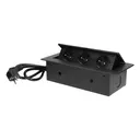 141053 - Recessed furniture sockets 3x2P+E with 3m cable flat and milled edge, black