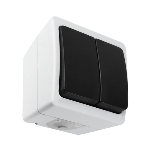[ORNOR-OE-7301/WB/10] 140939 - AQUATIC MINI IP54 Two-button switch, white/black, 10 pcs