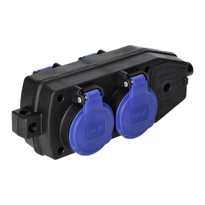 140922 - 4-way weatherproof extension socket, shock-resistant, 4x2P+E, 16A, IP44
