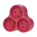 149217 - Triple socket outlet, pink Threesocket splitter with grounding, suitable for any interior where additional sockets are required.