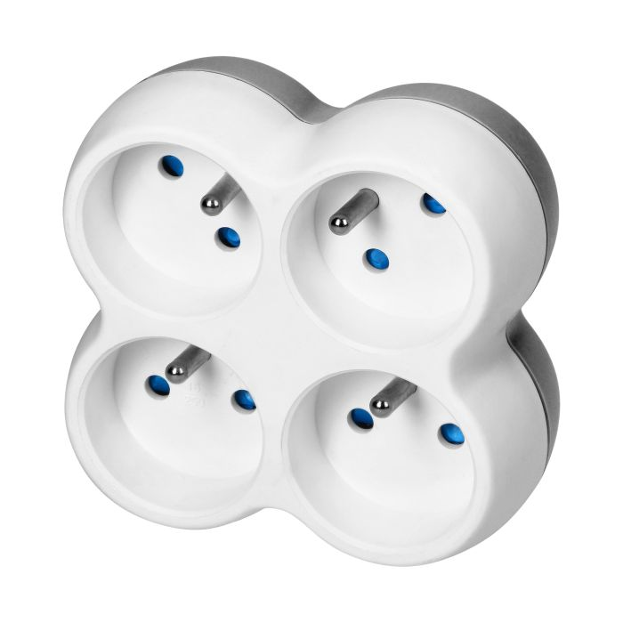 140897 - Power socket splitter 4x2P+E, white-grey
