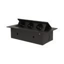 141042 - Recessed furniture socket 3x2P+E, black power supply: 230V AC, 3x16A, ; maximum load: 3600W; protection rating: IP20;
