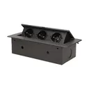 141046 - Recessed furniture socket 3x2P+E, black power supply: 230V AC / 56-60Hz; maximum load: 3600W; protection rating: IP20;