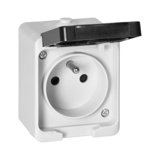 [ORNOR-OE-7305/WB] 140942 - AQUATIC MINI IP54 Single socket 2P+E, white/black