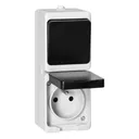 140946 - AQUATIC MINI IP54 Switch + Socket 2P+E, white/black
