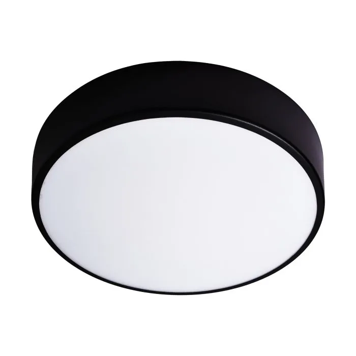 141371-OVO ceiling light 2xE27 with microwave motion sensor, 2x24W, black steel, matt glass diffuser, IP20, Ø 300