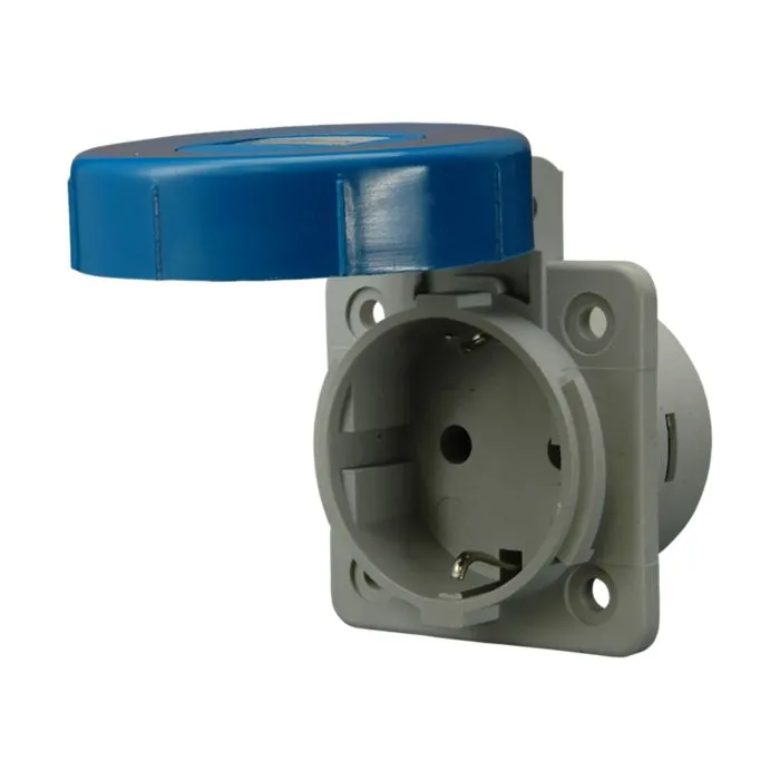 147013 Panel mounted sockets 2P+Z (Schuko), 16A, 230 VAC, IP67