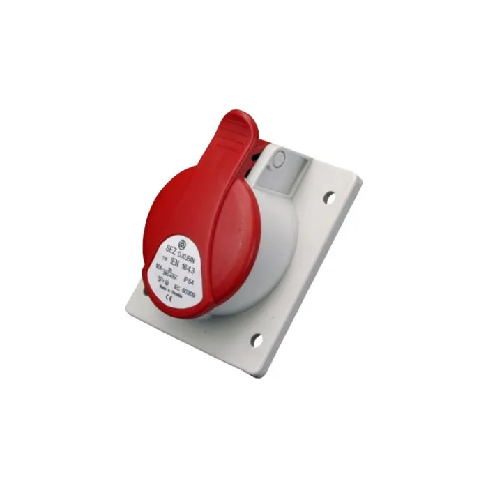 147027 Industrial panel mounted sockets angled 16A/5P, IP44
