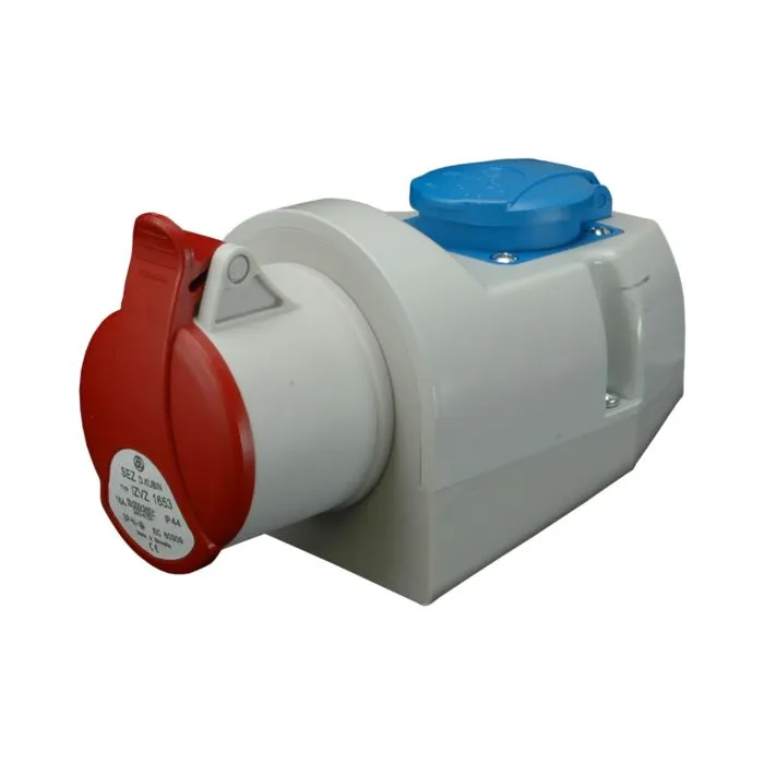 147030 Wall mounted industrial sockets 16A/5P + 16A/2P+Z, 250V/400V,  IP44