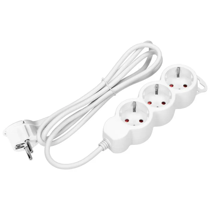 147084-Extension sockets 3x 2P+E , Schuko, 3m H05VV-F 1x1.5mm2,  Imax = 16A, white