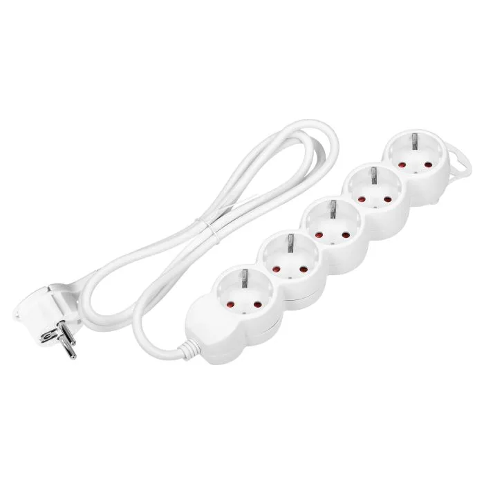 147097-Extension sockets 5x 2P+E, 5m, Schuko H05VV-F 1x1.5mm2,  Imax=16A, white