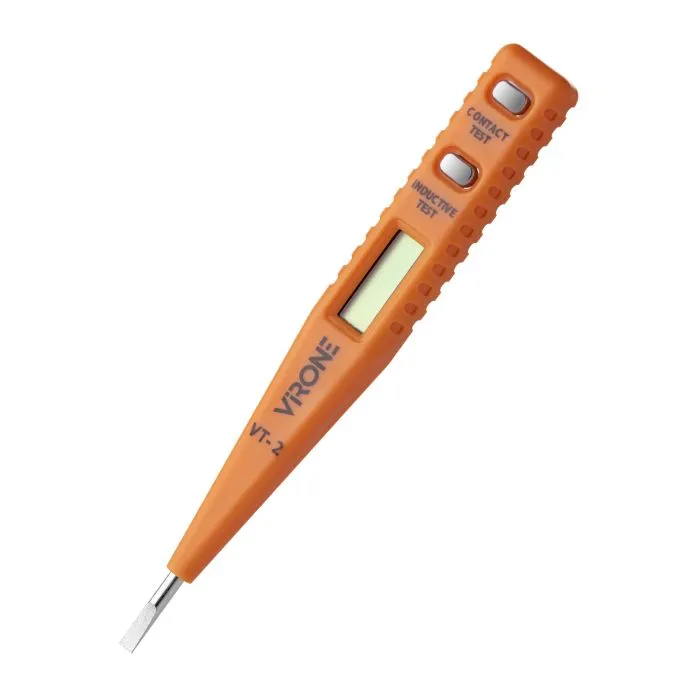 147106- 5-in-1 electronic voltage tester, presence test, measurement,  induction, continuity, DC polarity, orange
