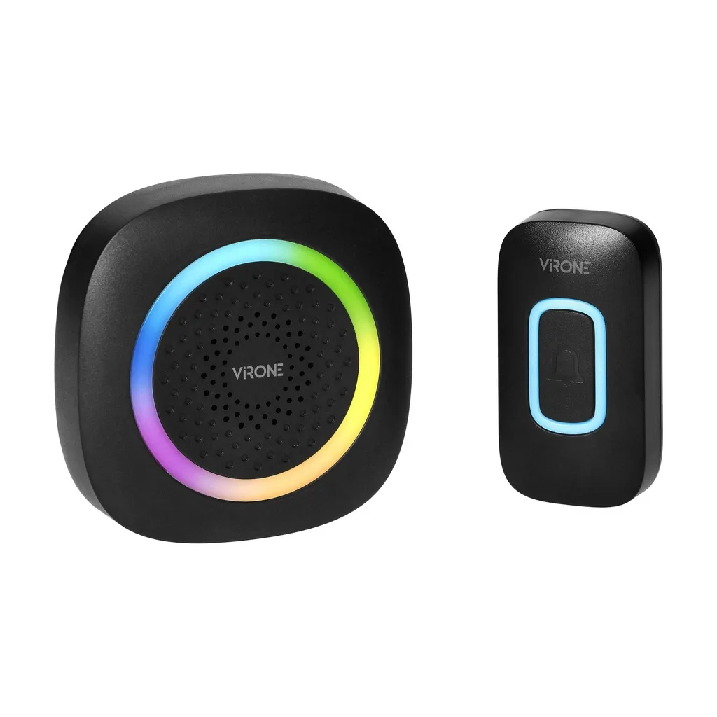 140530-PELA, wireless battery-powered doorbell, learning system, 60 sounds, LED RGB, 300m, black