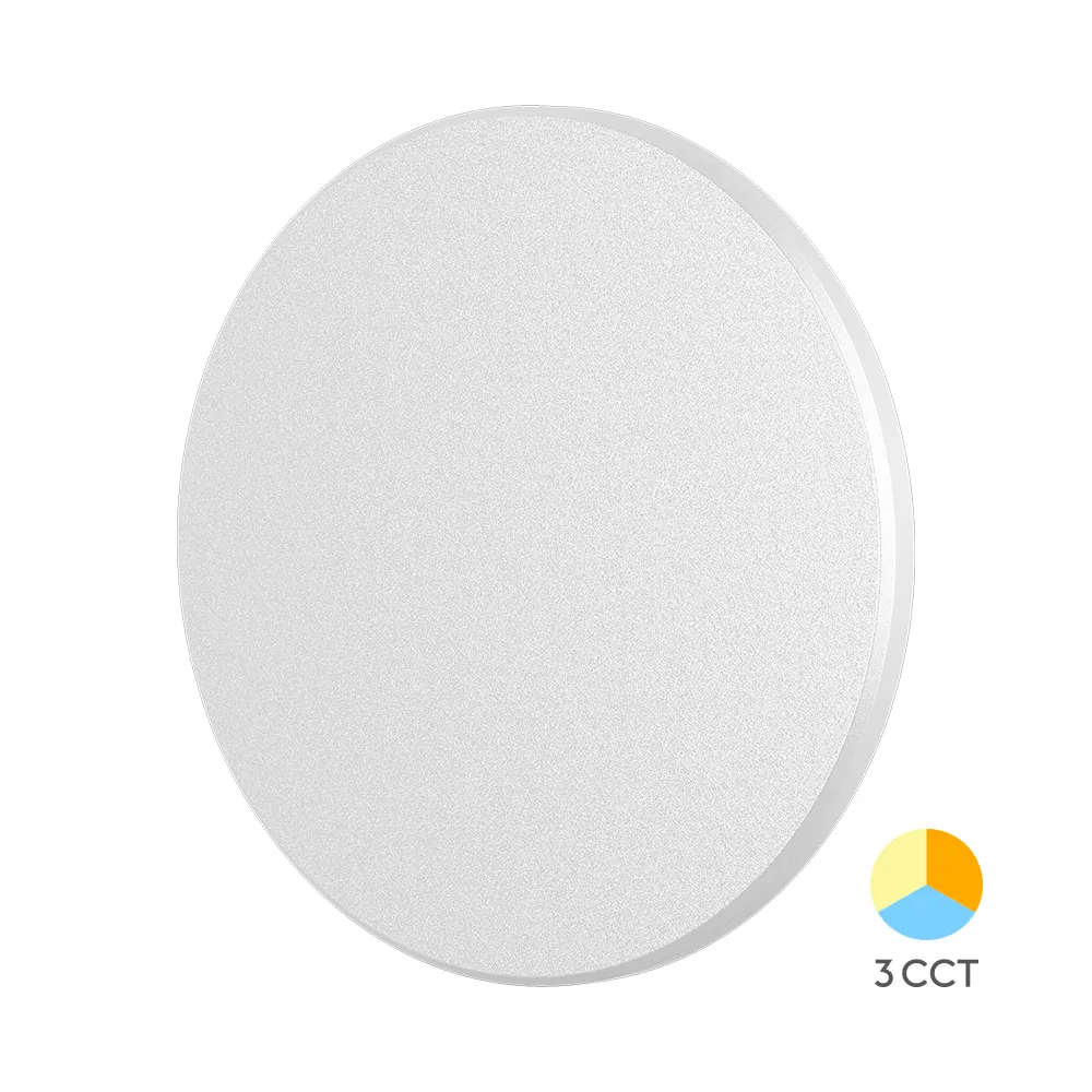 103292 - 12W WALL LIGHT PALERMO ROUND WHITE 3IN1 CCT IP65BRY